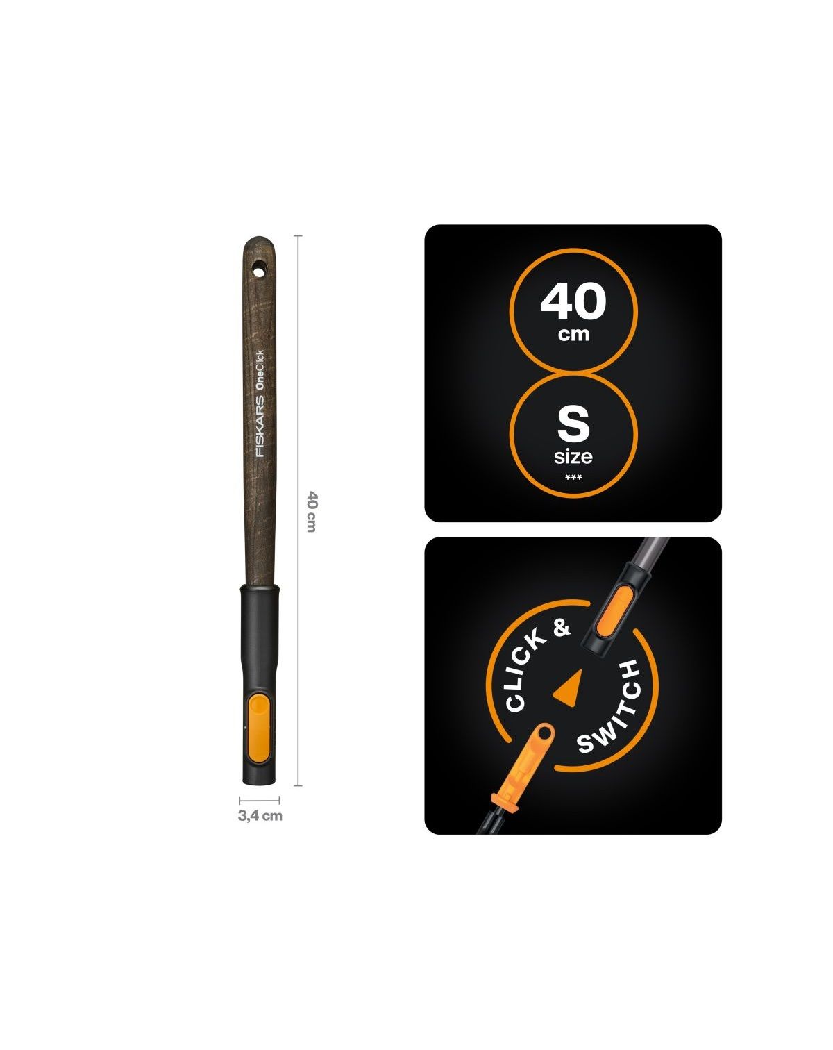 Черенок деревянный FISKARS система крепления OneClick S 40 см (1080670)