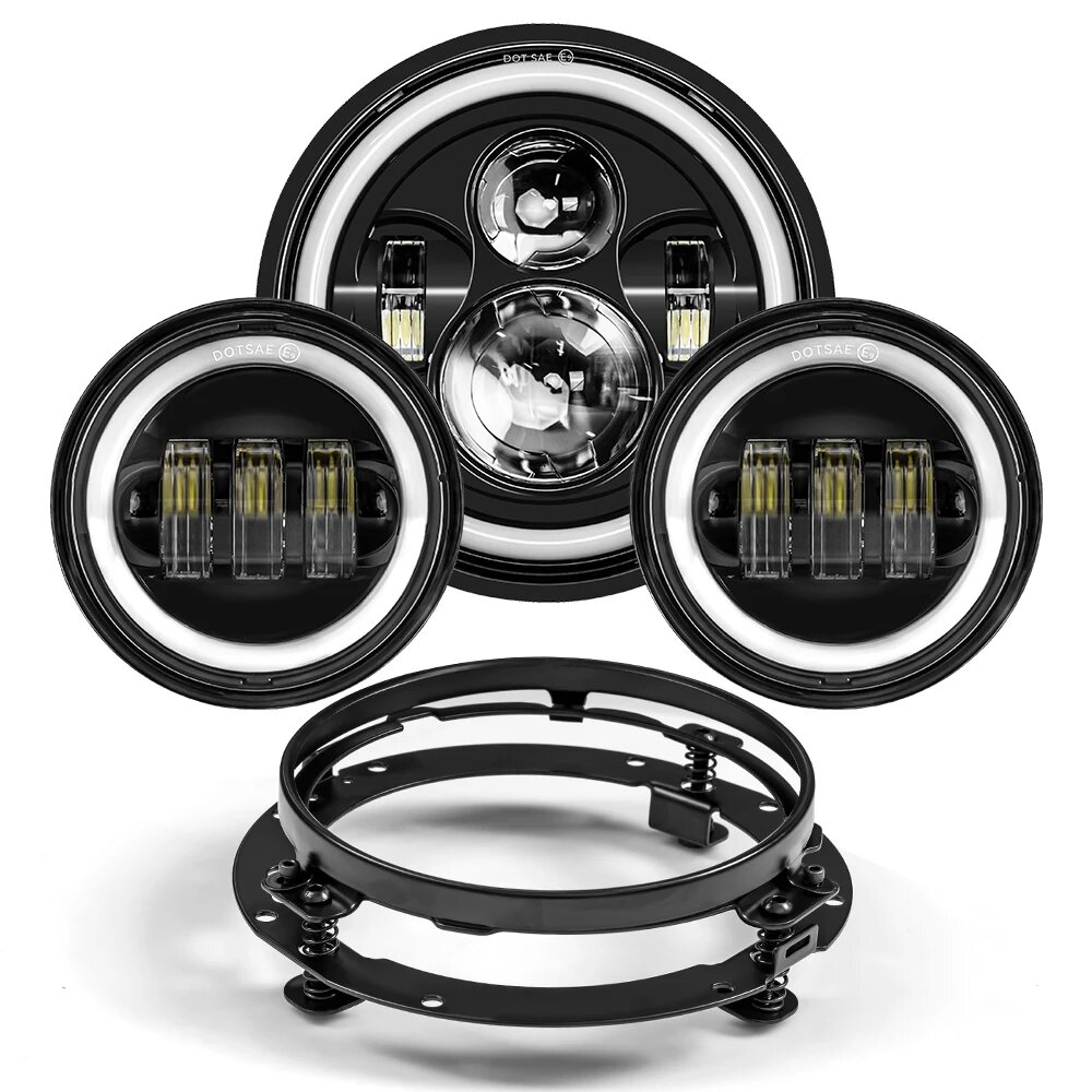 Светодиодная Фара + Противотуманные Фары A Set Black1