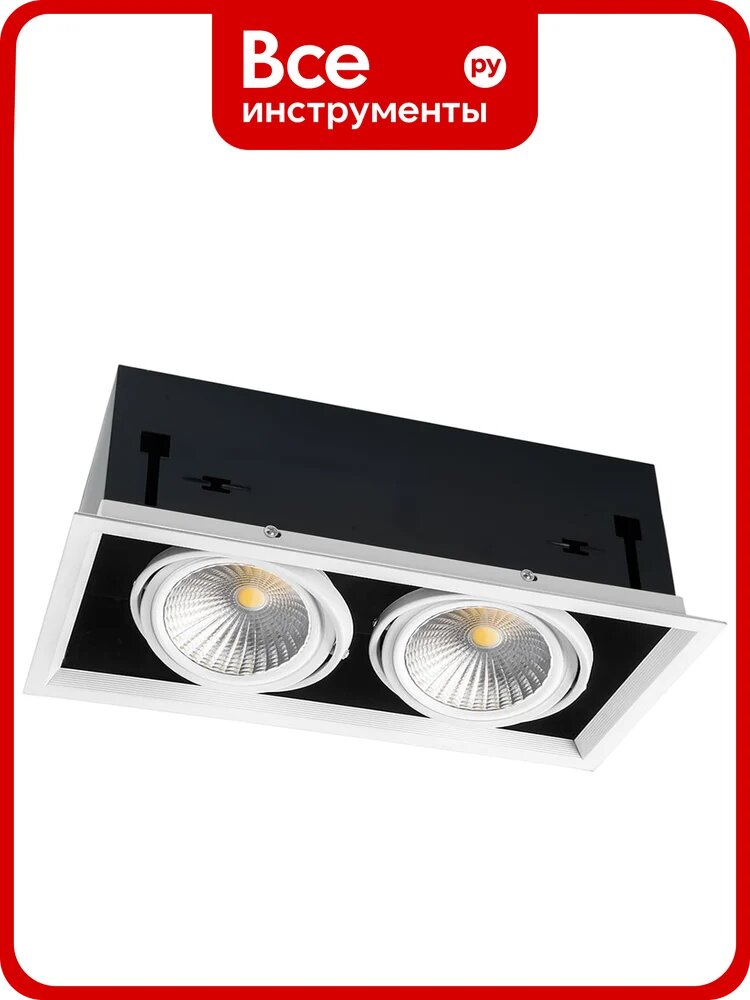 Карданный светодиодный светильник FERON 2x30W 5400 Lm, 4000К, 35 градусов, белый, AL212 29780