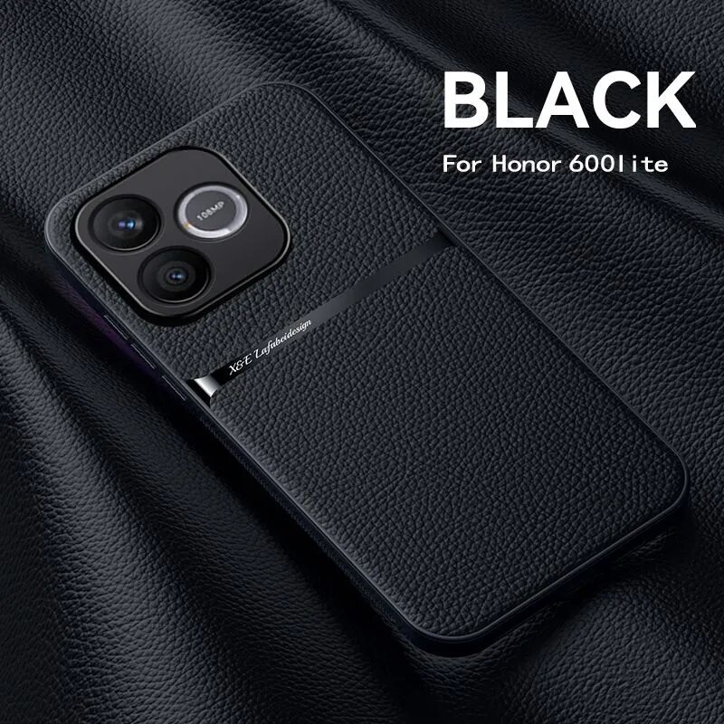 Чехол для Honor 600 Lite / Хонор 600 Лайт, премиум кожа, тонкий, защита камеры, магнит для автодержателя