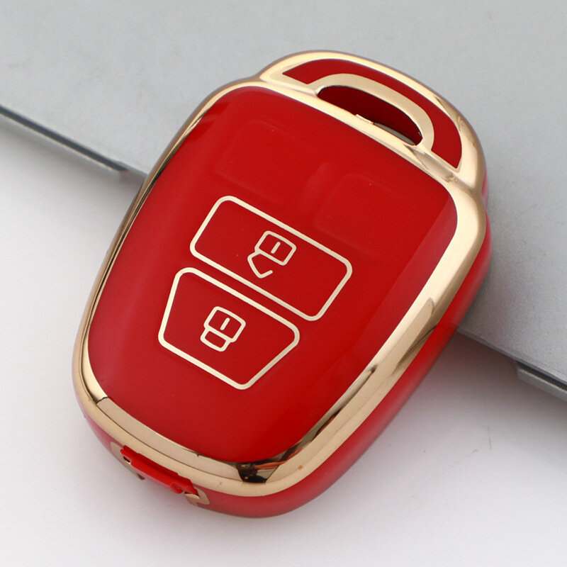 Чехол для ключа Toyota для Короллы, Кемри, РАВ4, Виос, Марк Х, Ленд Крузер - Красный, 2-клавишный совместимый