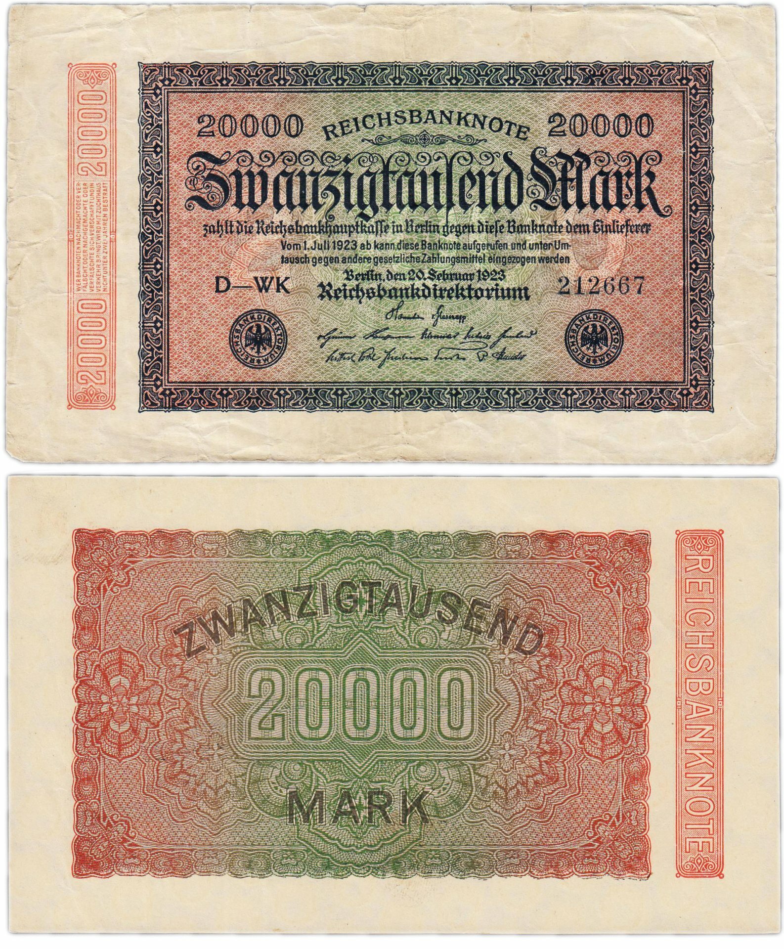 Германия 20000 марок 1923 P-85