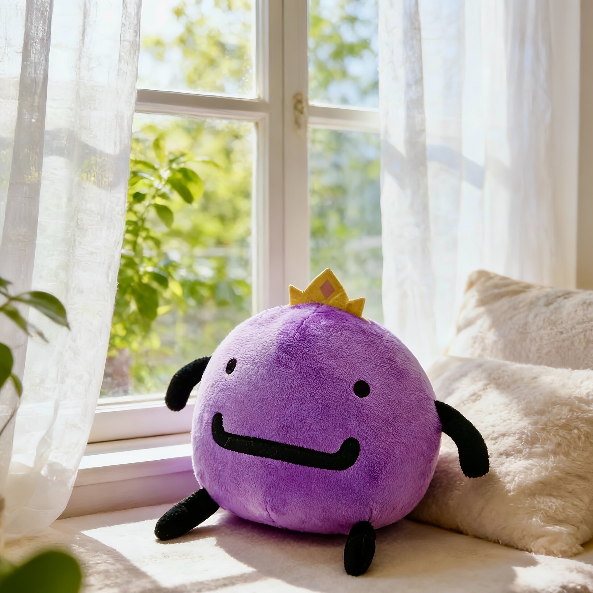 Мягкая плюшевая игрушка в виде фиолетового шара с улыбкой, модель Purple Sphere