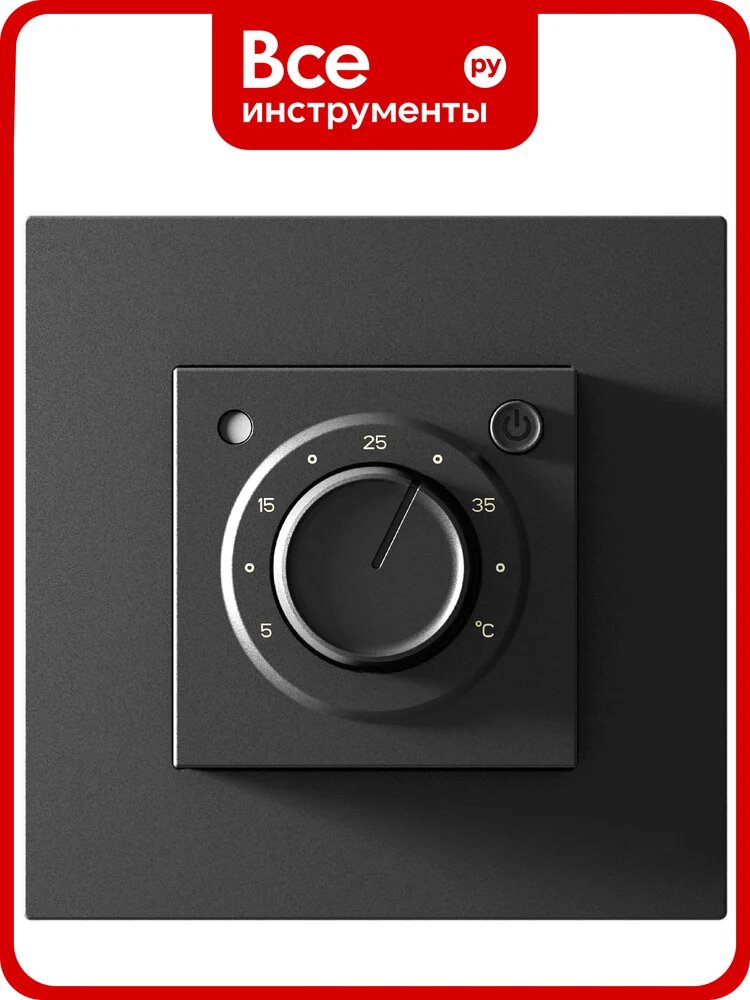 Терморегулятор Grand Meyer черный silk touch (совместим с Schneider Unica, Schneider Atlas) MST-9n