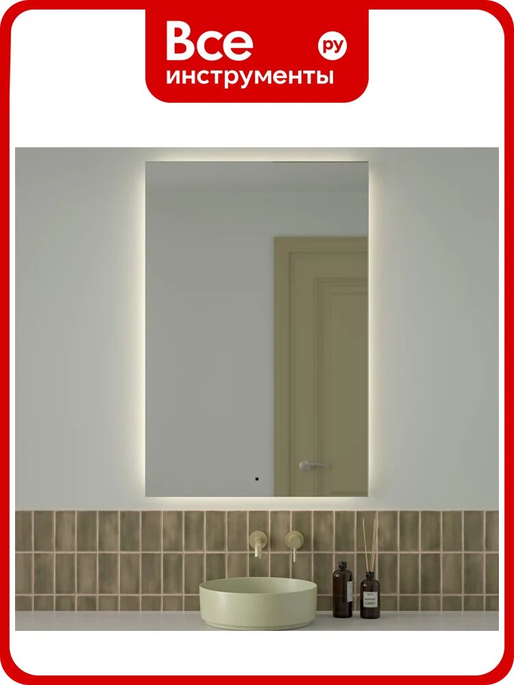 Зеркало с фацетом и LED-подсветкой DEFESTO 38W (80x120 cm) (ИК - выключатель) (Нейтральный белый свет) GLOW DF 2510R