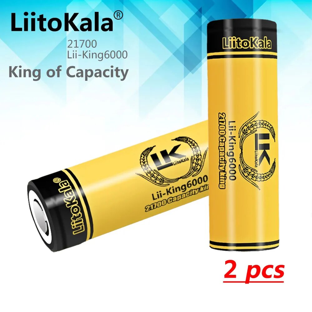 2шт LiitoKala King6000 21700 6000mAh высокой емкости 3.7V для фонарика банк питания игрушки факел