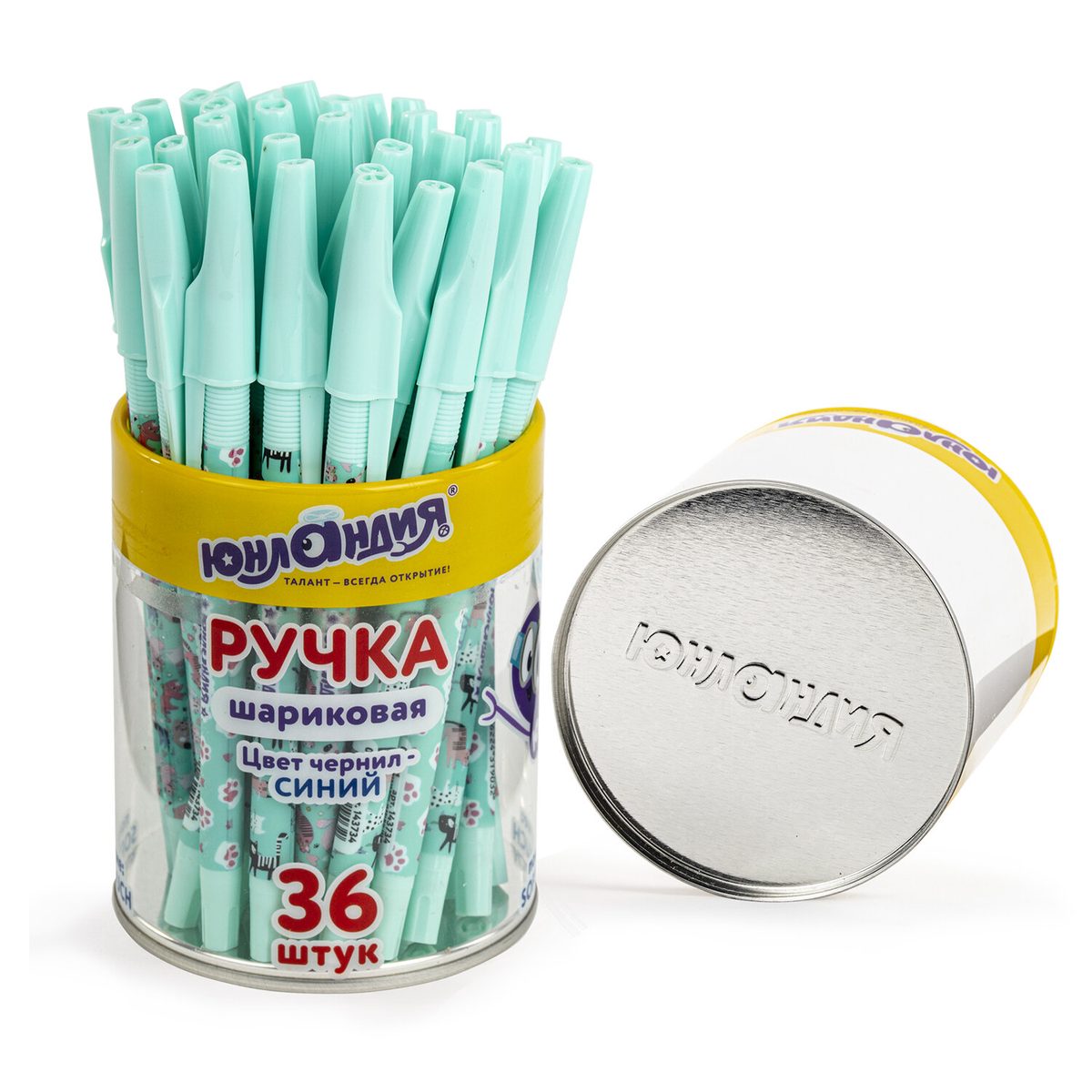 Ручка шариковая Юнландия Glamour cat (0.35мм, синяя, корпус soft-touch) (143734), 36шт.