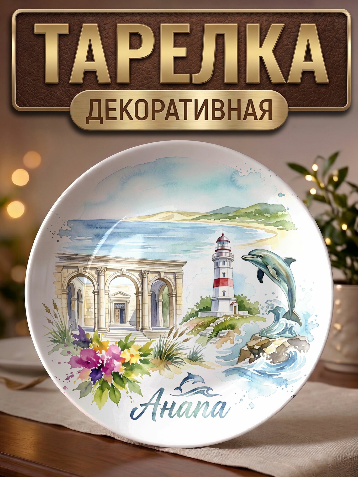 Тарелка декоративная Акварель Анапа