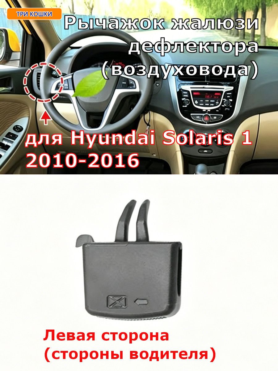 Рычажок жалюзи дефлектора (воздуховода) для Hyundai Solaris 1 2010-2016, Левая передняя дверь (стороны водителя)