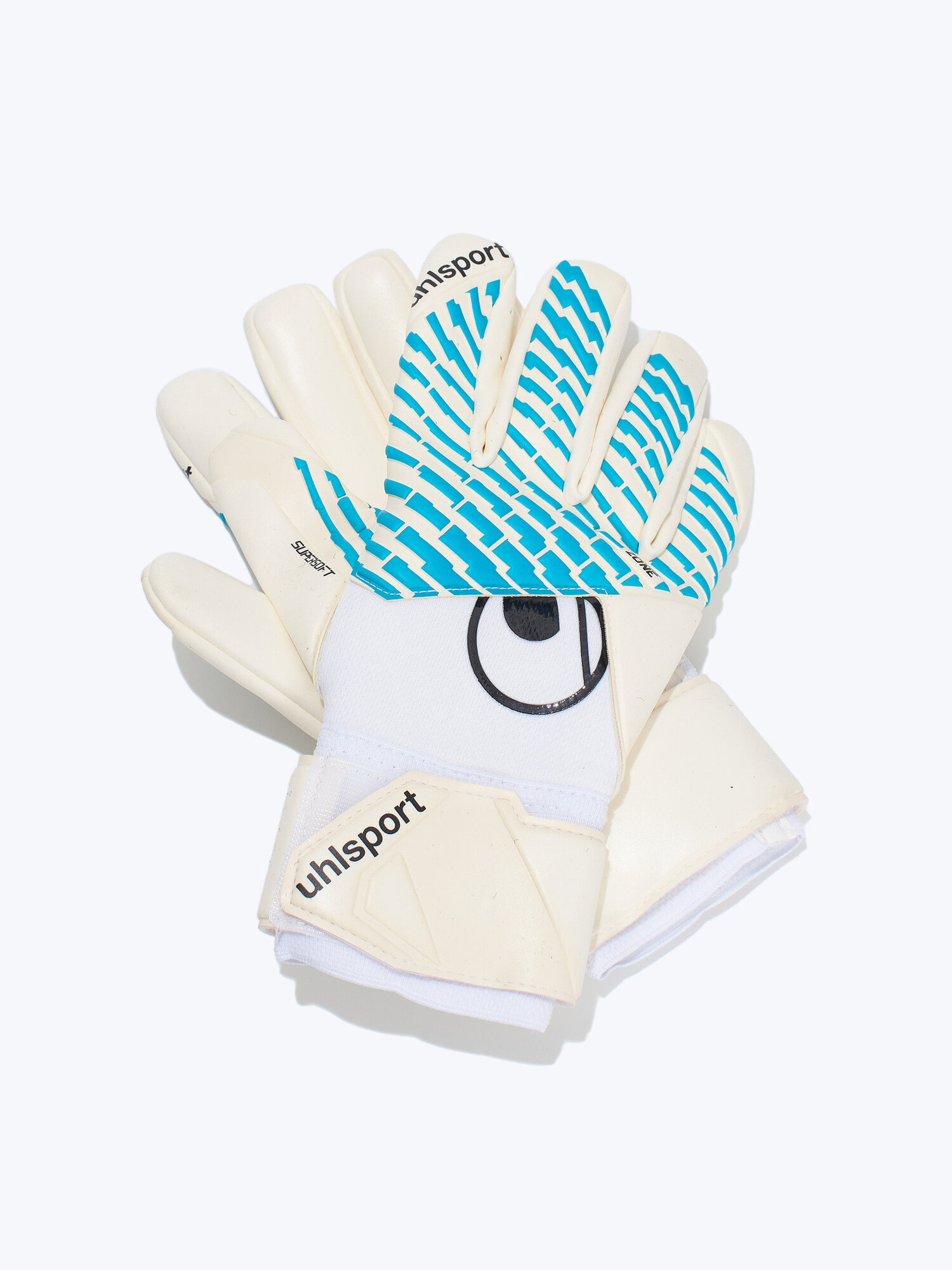 Перчатки вратарские UHLSport FM Cybertec Supersoft HN 101138001, размер 11 (11 Размер), Белый - Голубой