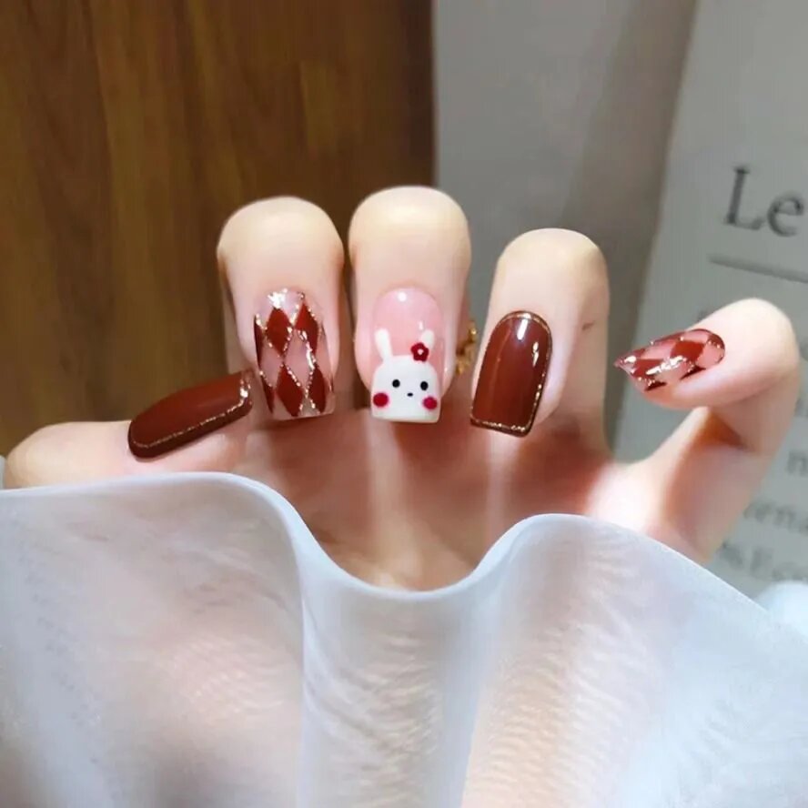Накладные Ногти ( 24 Типсы + Клей ) Стильный Дизайн