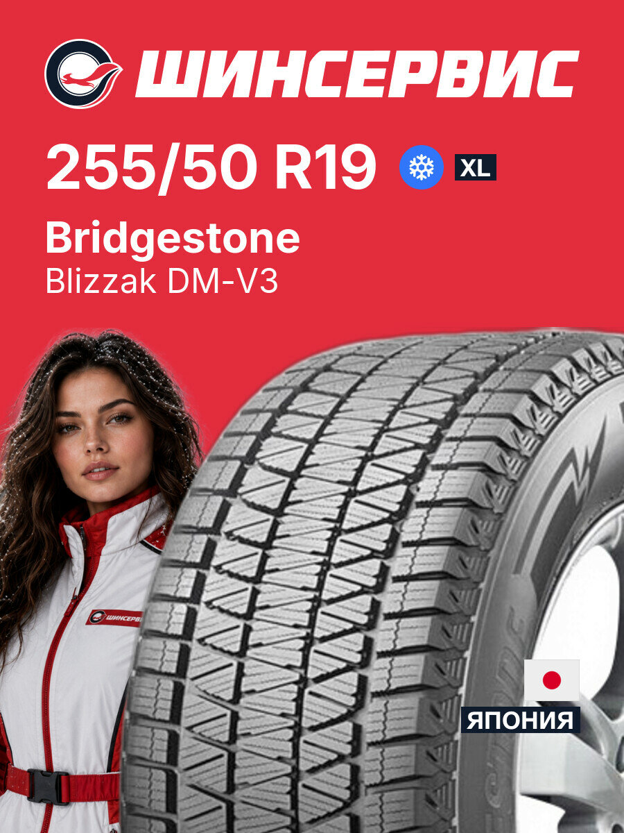 Зимняя нешипованная шина Bridgestone Blizzak DM-V3 255/50 R19 107 T, зимняя автомобильная резина