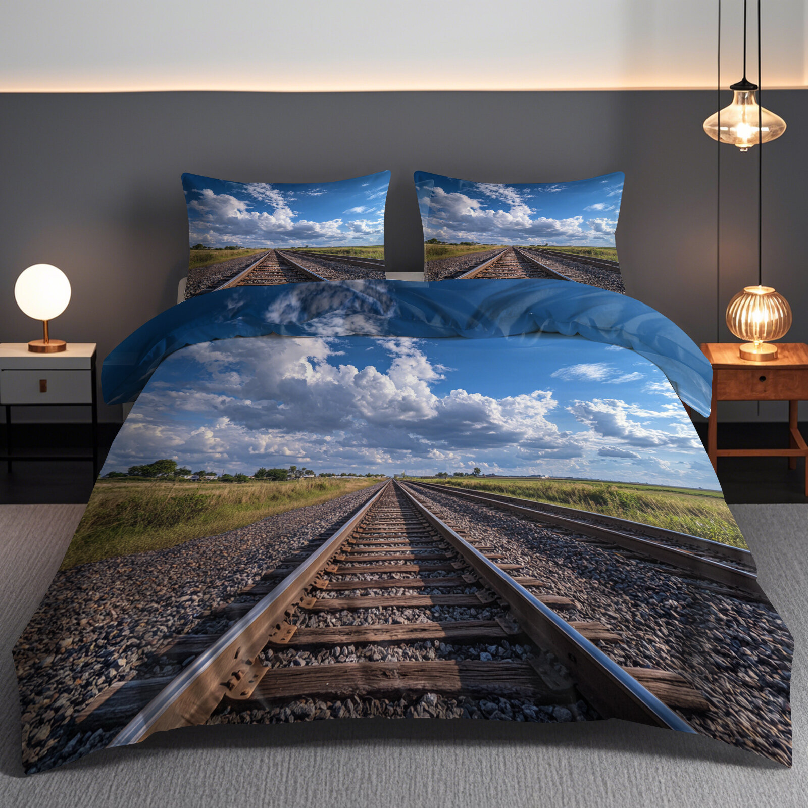 Постельное белье 2-спальное, евро простынь 200x220cm,2 наволочки70х70, Природа И Голубое Небо полисатин спальный комплект