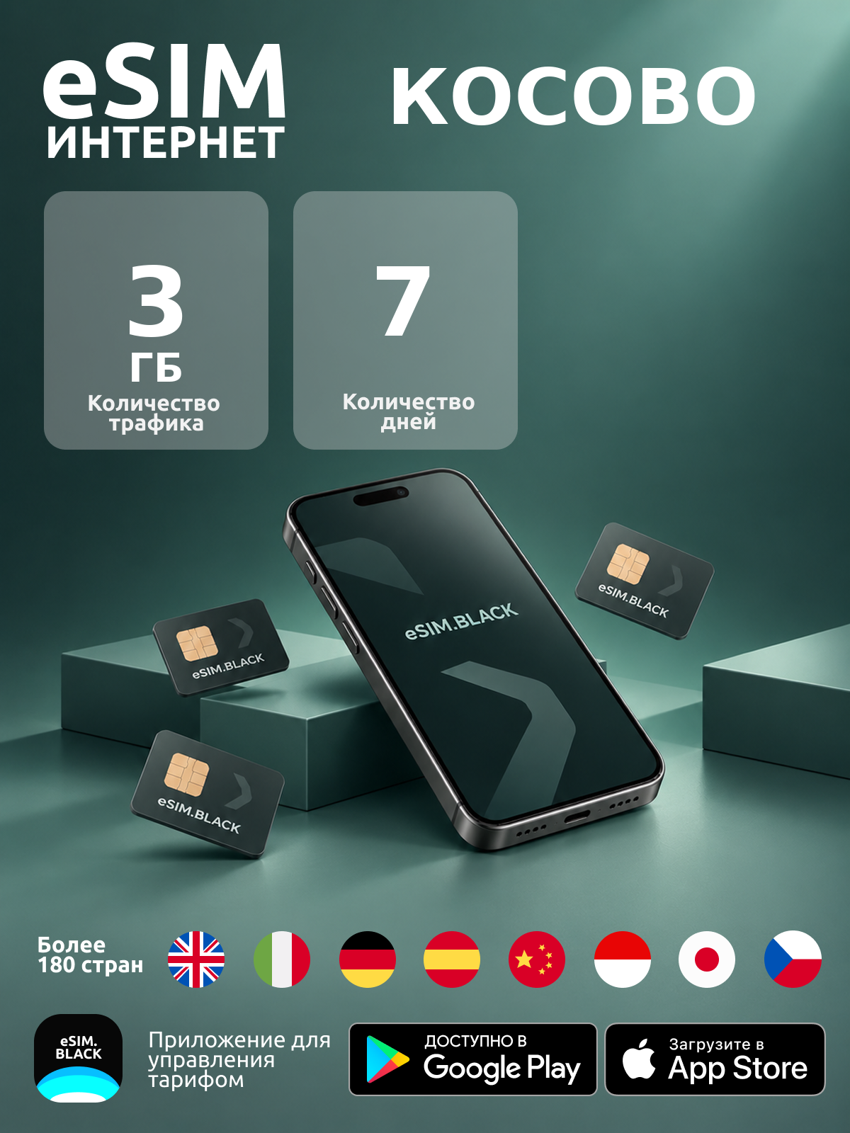 Косово/7 дней/3 ГБ - eSIM для мобильного интернета ( iPhone | Android ).