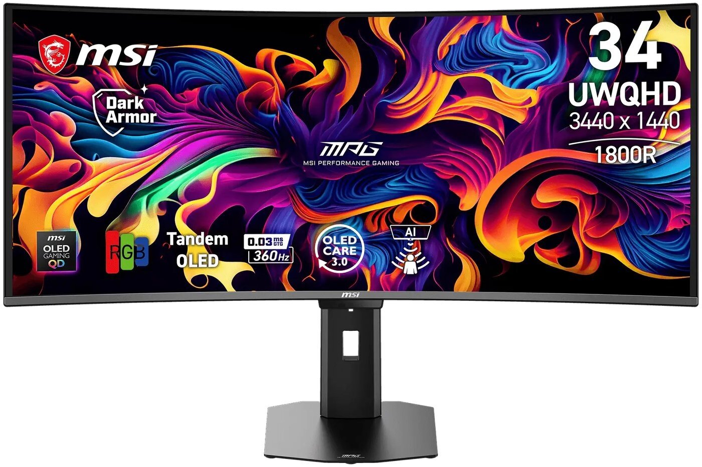 Монитор MSI MPG 341CQR QD-OLED X36, QD-OLED, 1800R, 0,03ms, FreeSync Premium, HDMI, DP, черный