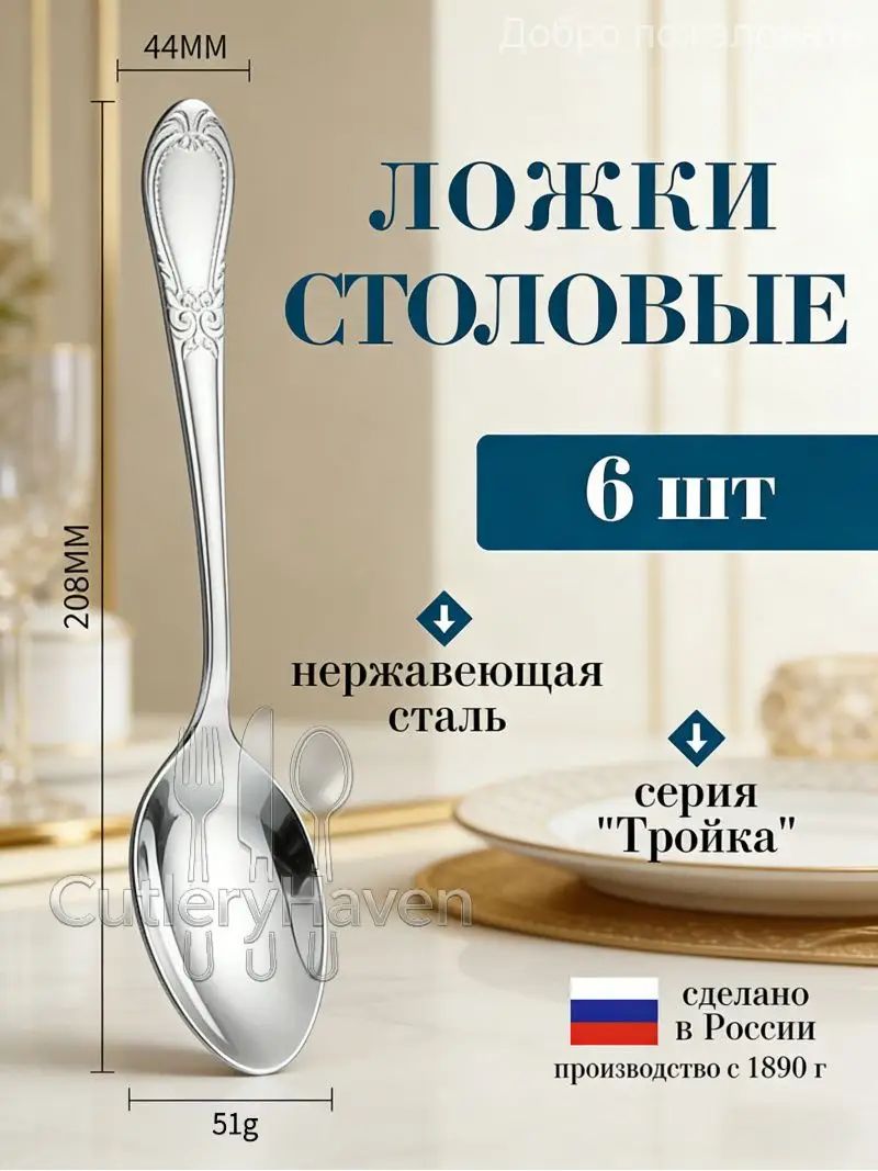 Павловский завод им. Кирова Ложка столовая 6 предм. разноцветный