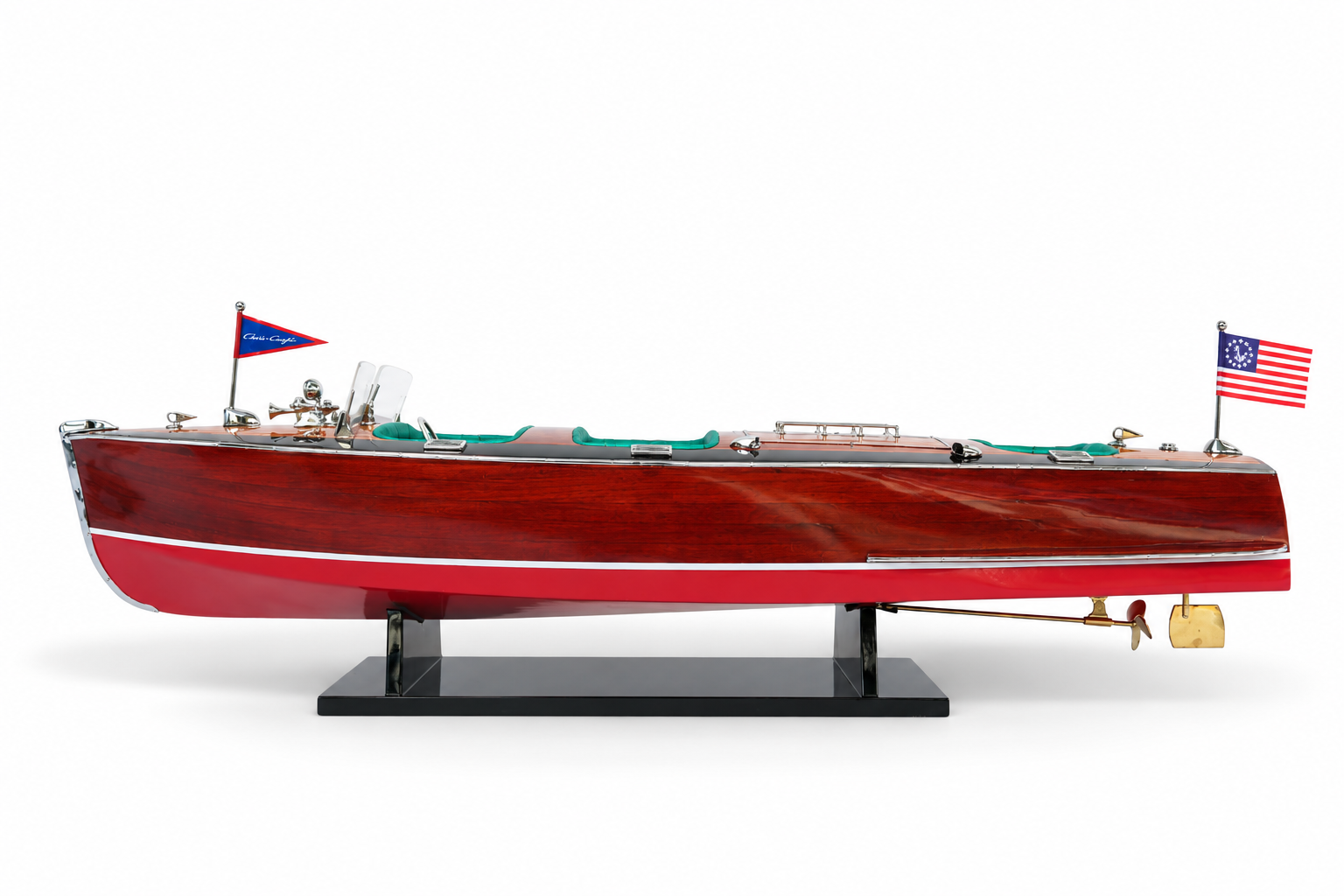 Деревянная модель катера Chris-Craft Triple Cockpit, 51 см, ручная работа