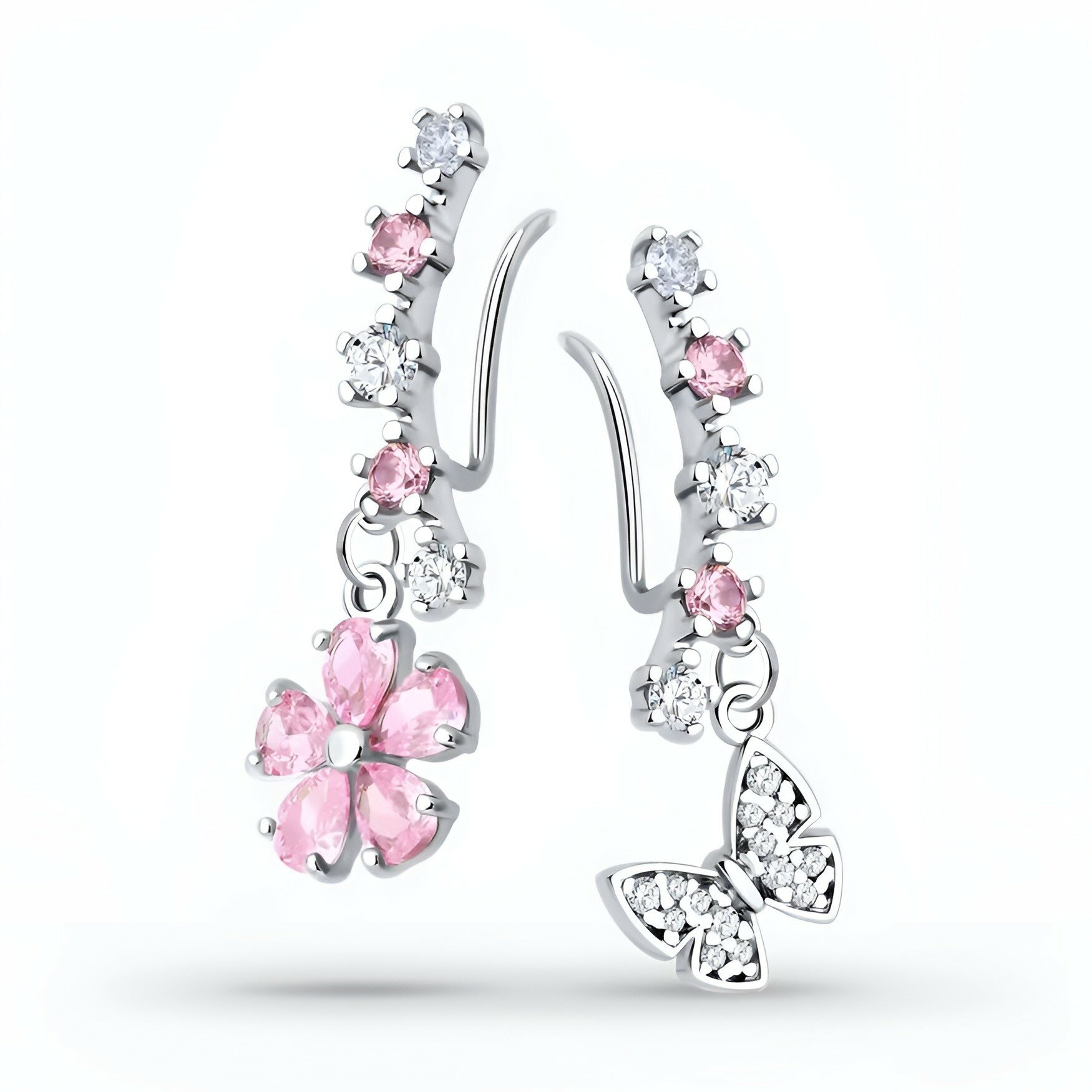 Серьги Яхонт, серебро, 925 проба, фианит