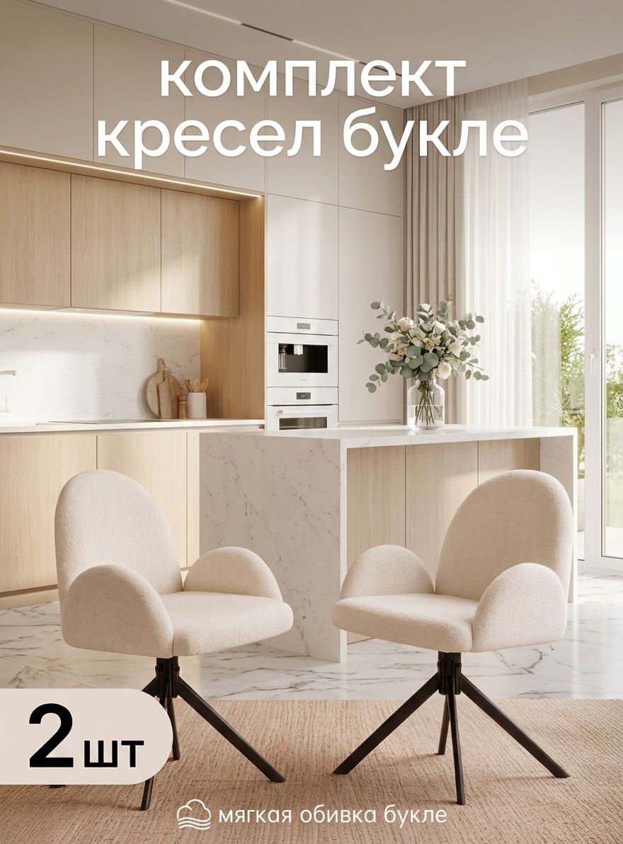 Кресла 2 шт, ткань букле, черные ножки, для спальни для дома 71*71*85 см Wanderease