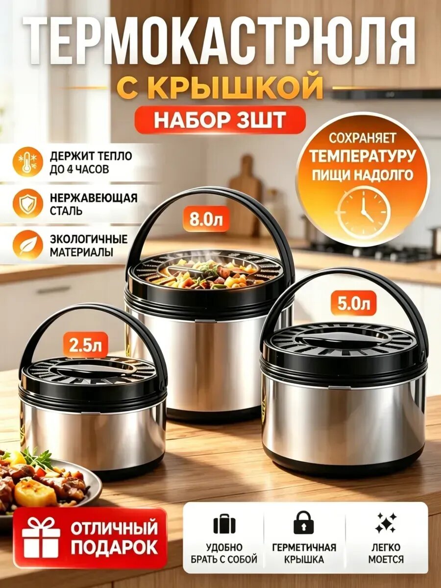 Термокастрюля с крышкой набор leomax