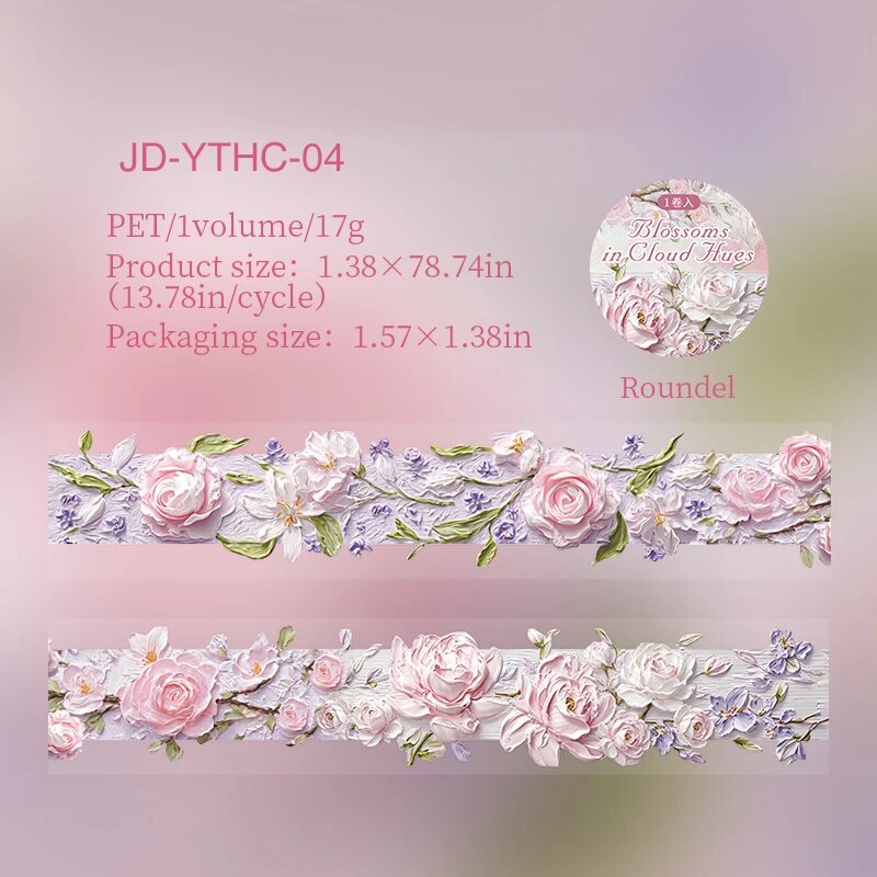 Изолента JIANWU 35мм*200см винтажный цветочный пейзаж JD-YTHC-04