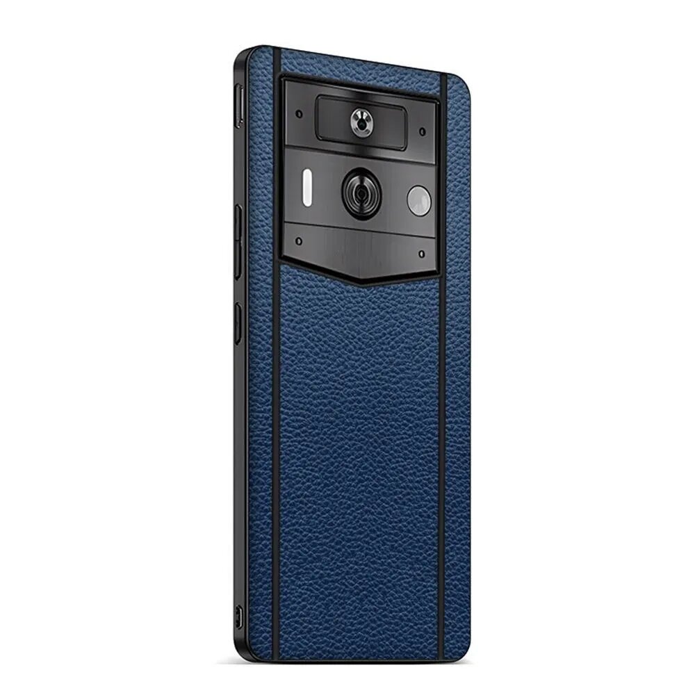 Чехол VERTU Metavirtu 2, темно-синий, Litchi Blue, искусственная кожа