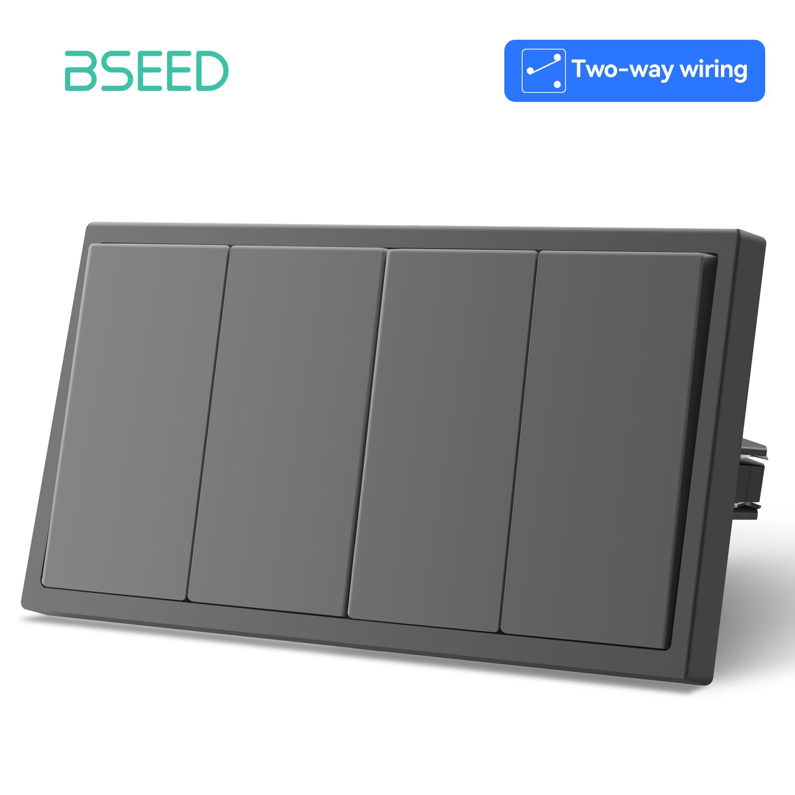 Настенный выключатель BSEED двухклавишный матовый, 2 клавиши, 10А 250В, PC рамка серый, 150 мм