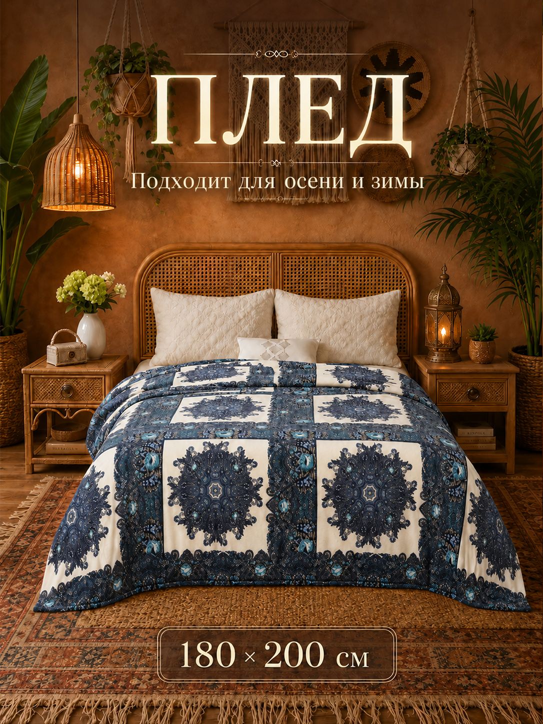 Плед 180x200 бохо для дома, Домашние осенние и зимние плед, для кровати и гостиной