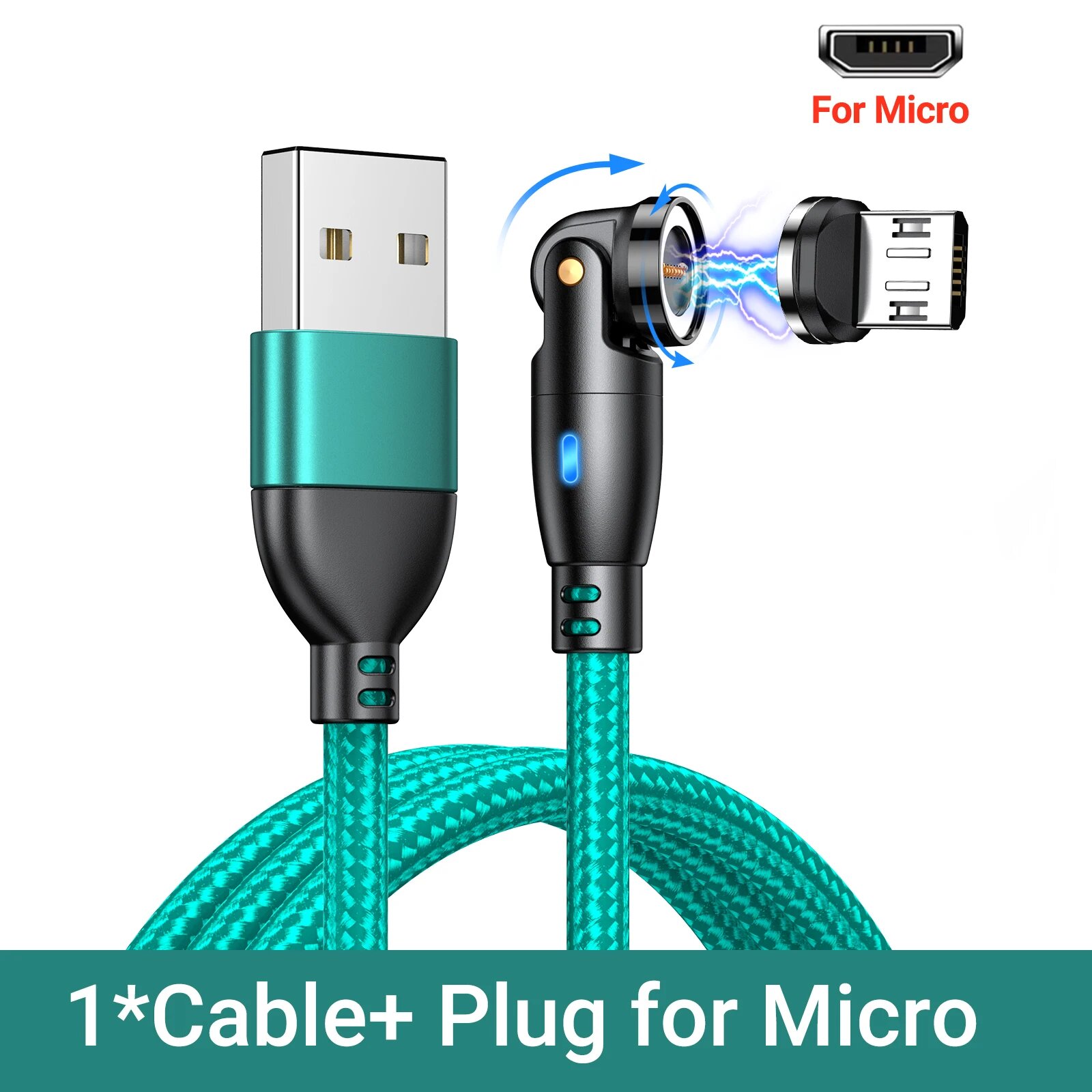 Магнитный USB-кабель AUFU 9Pin 1 м Green for Micro