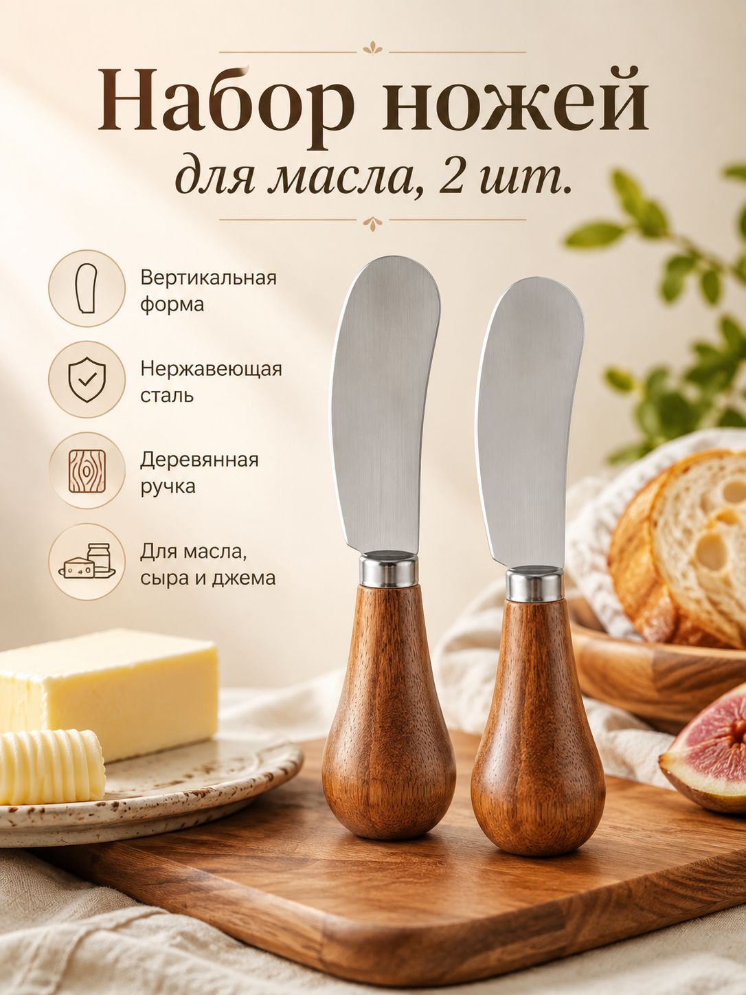 Нож столовый 2 предм. светло-желтый