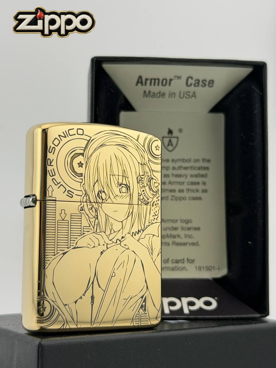 Зажигалка Zippo Super Sonico — Супер Сонико, Аниме Девушка, двусторонняя гравировка