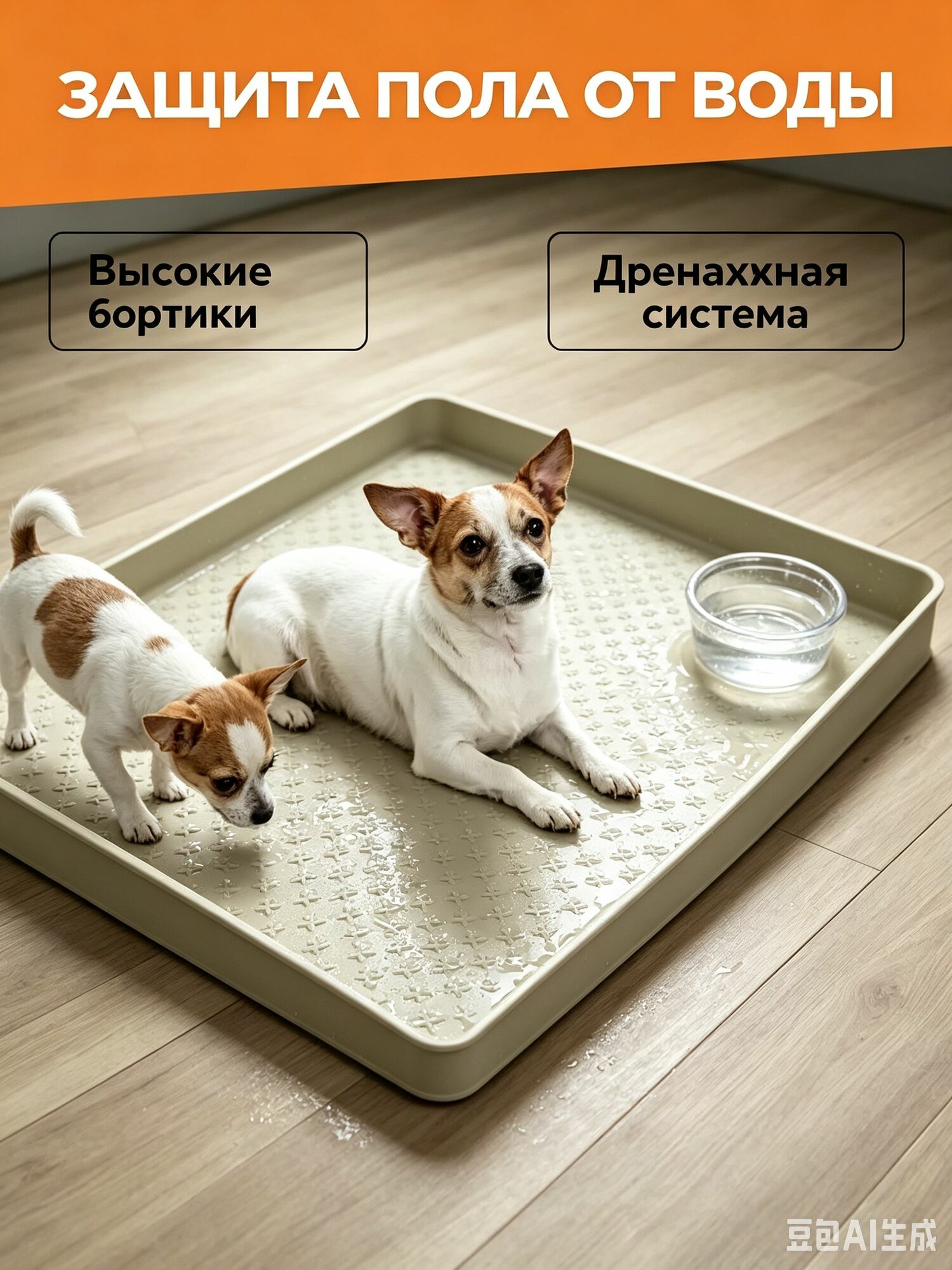 Лоток для собак под пеленку 60х60 коврик силиконовый с бортиком светло-серый