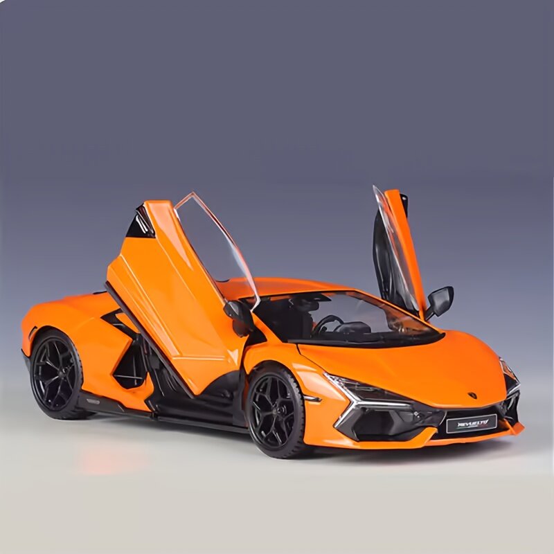 Масштабная модель спортивного автомобиля масштаба 1:24 из цинкового сплава, оранжевая с черными акцентами, 1 шт.