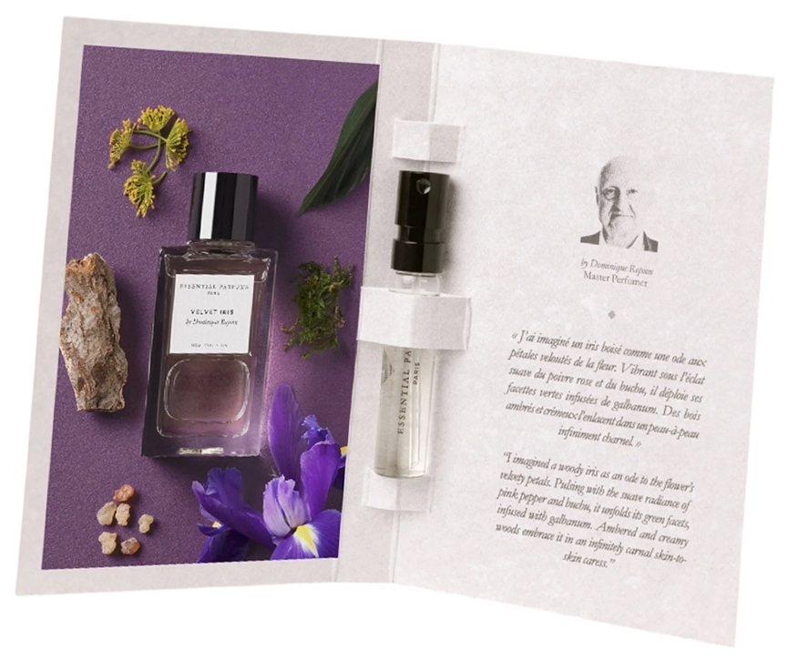Парфюм в миниатюре: Парфюмерная вода Essential Parfums Velvet Iris пробник 2 / Эссенциал Парфюмс Вельвет Ирис сэмпл