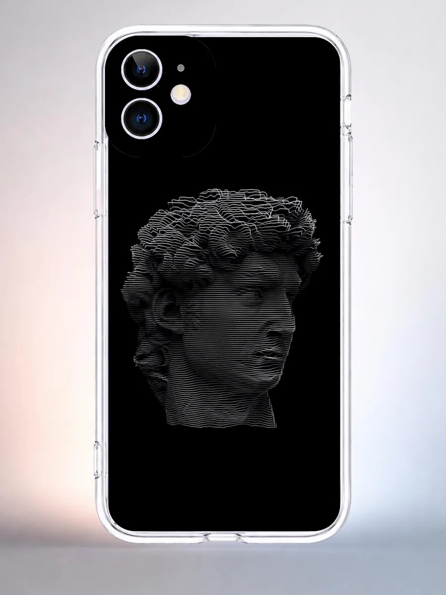 Чехол iPhone 11 бюст с надписью силиконовый