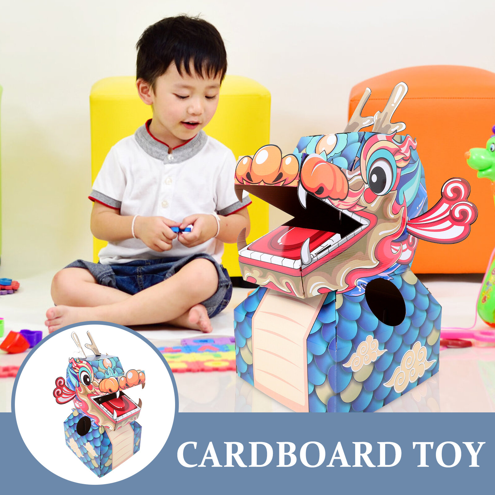 Коробка Из Картона В Форме Дракона НосимыйDIY Игрушка Для Косплея 71.00X60.00X35.00Cm