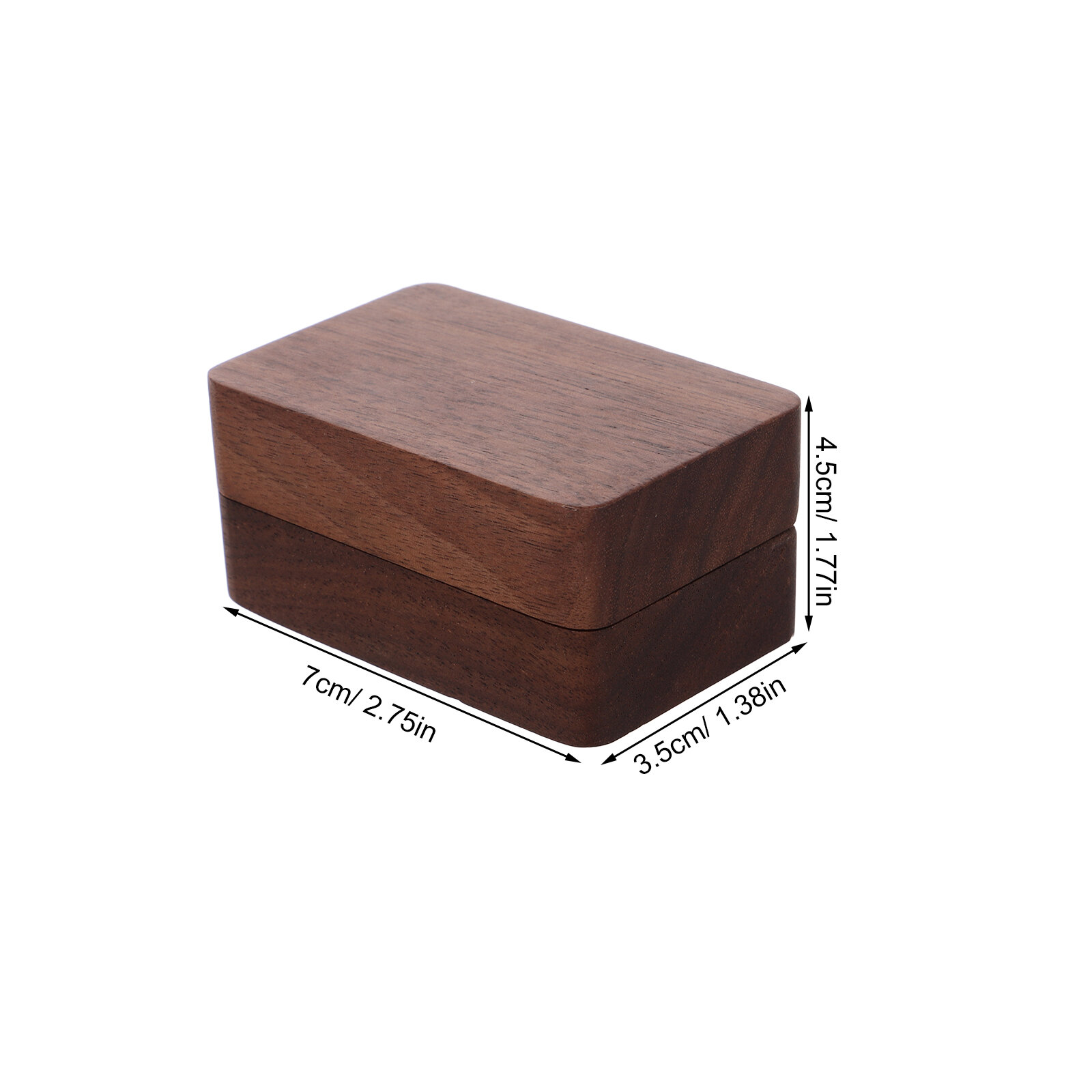 Коробка Для Свадебных Колец Из Ореха Прямоугольной Формы 7.00X4.50X3.50Cm В Элегантном Дизайне