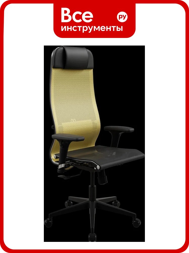 Кресло для персонала метта ErgoLife Set 4/подл.200/осн. Synchro 002 (Золотой ротанг-Черный 558. D.1.3A3) z558. D.1.3A3