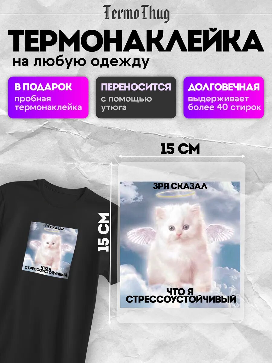 Термонаклейка на одежду Зря сказал что я стрессоустойчивый