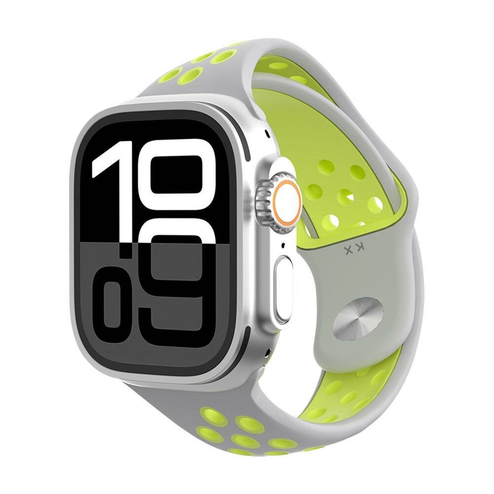 Ремешок для смарт-часов Apple Watch Series 9, 10, S11, Ultra, силиконовый, черно-белый, с перфорацией