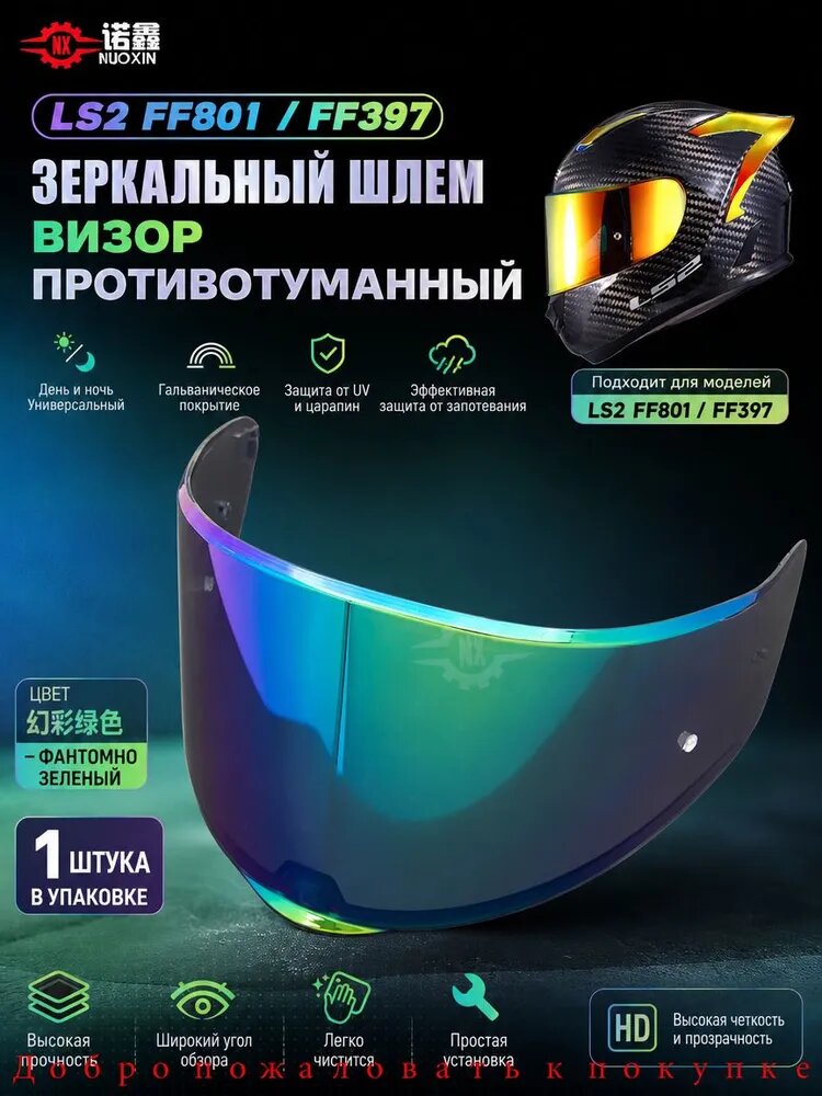 Сменный визор для шлемов LS2 FF801 и FF397, фотохромный, с защитой от царапин и УФ, Pinlock Ready