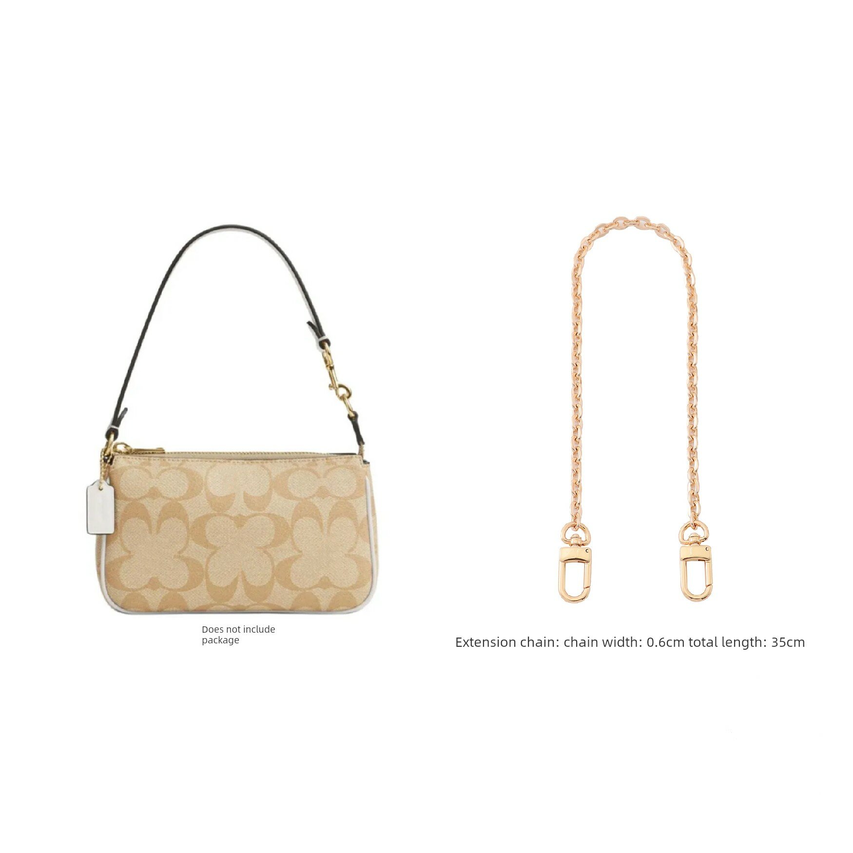 Цепочка-удлинитель для сумки Coach Nolita с декоративной цепочкой, длина 35 см