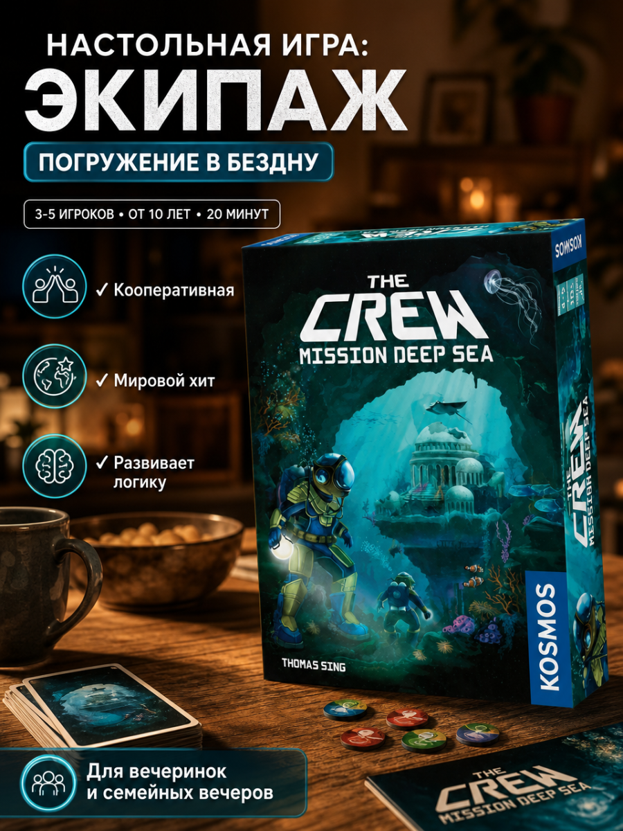 Настольные игры, DIE CREW Подводные, настольные вечеринки, игровые карты, подарки друзьям