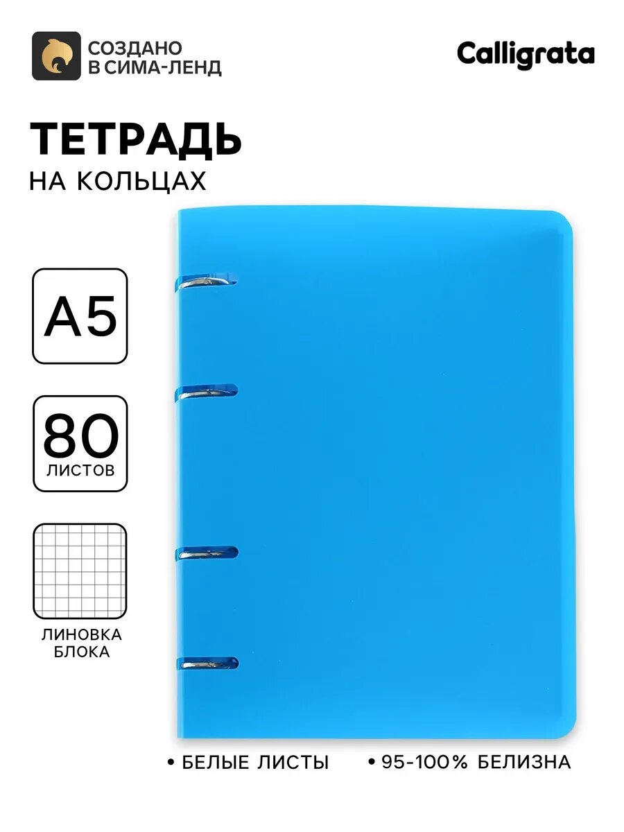 Тетрадь в клетку на кольцах а5
