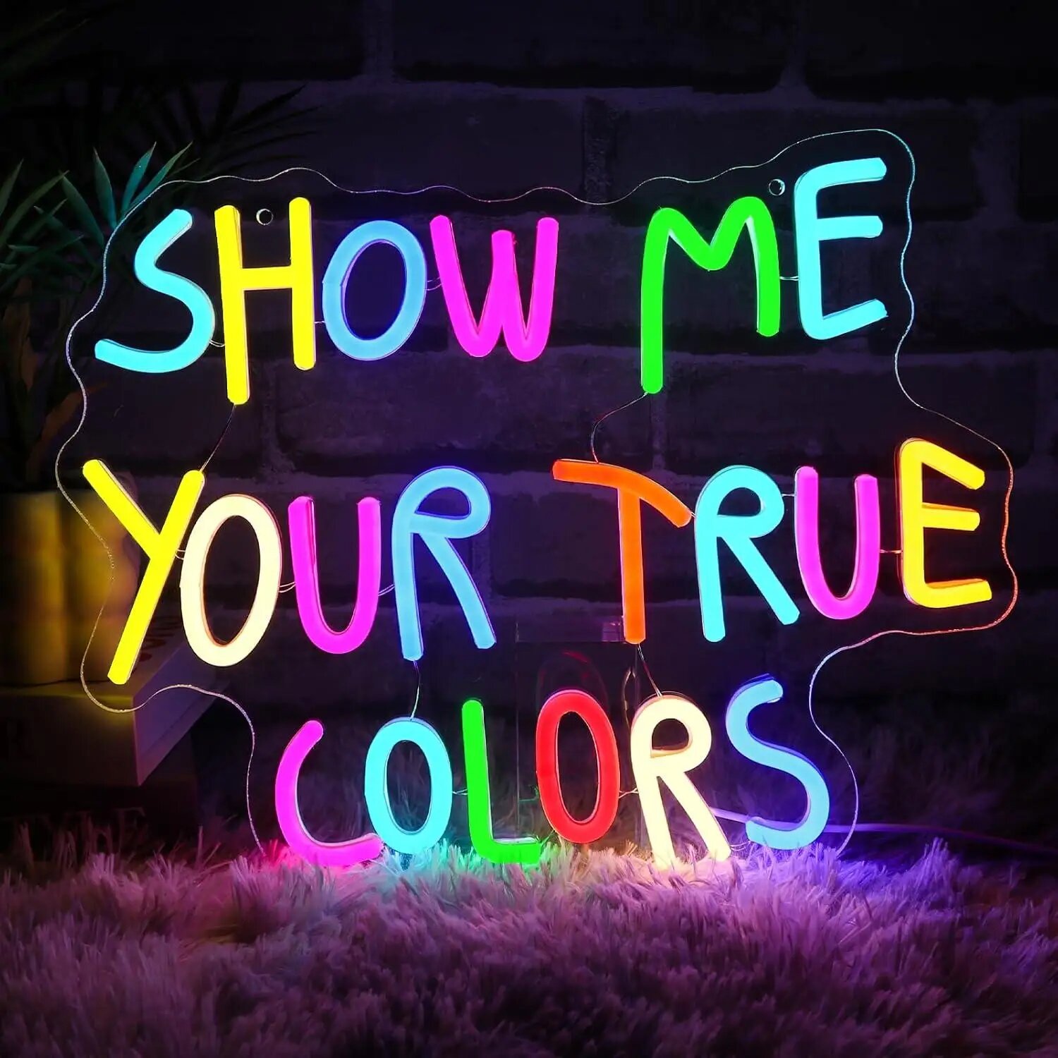 Неоновая вывеска Show Me Your True Colors LED настенный светильник USB, разноцветный декор стены для молодежной комнаты и фотозоны, световой знак с надписью