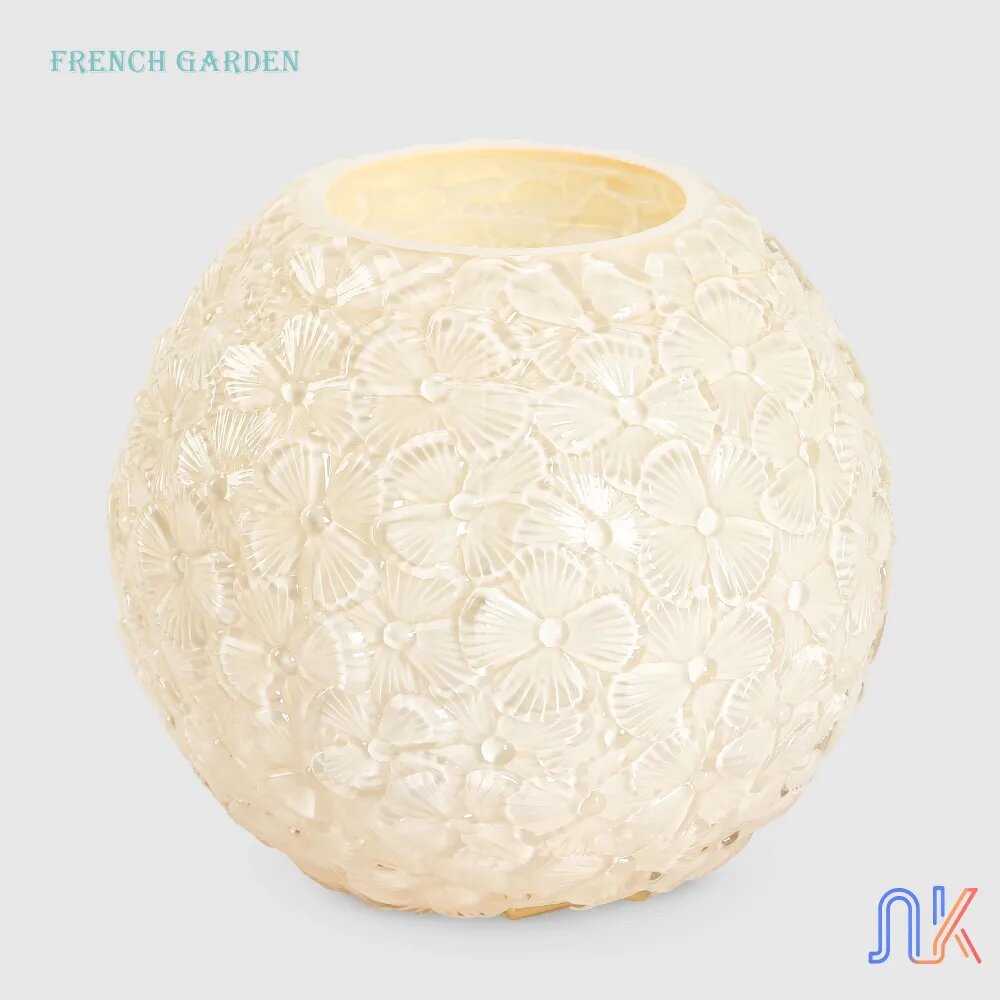 Ваза стеклянная French Garden, бежевая, 18 см