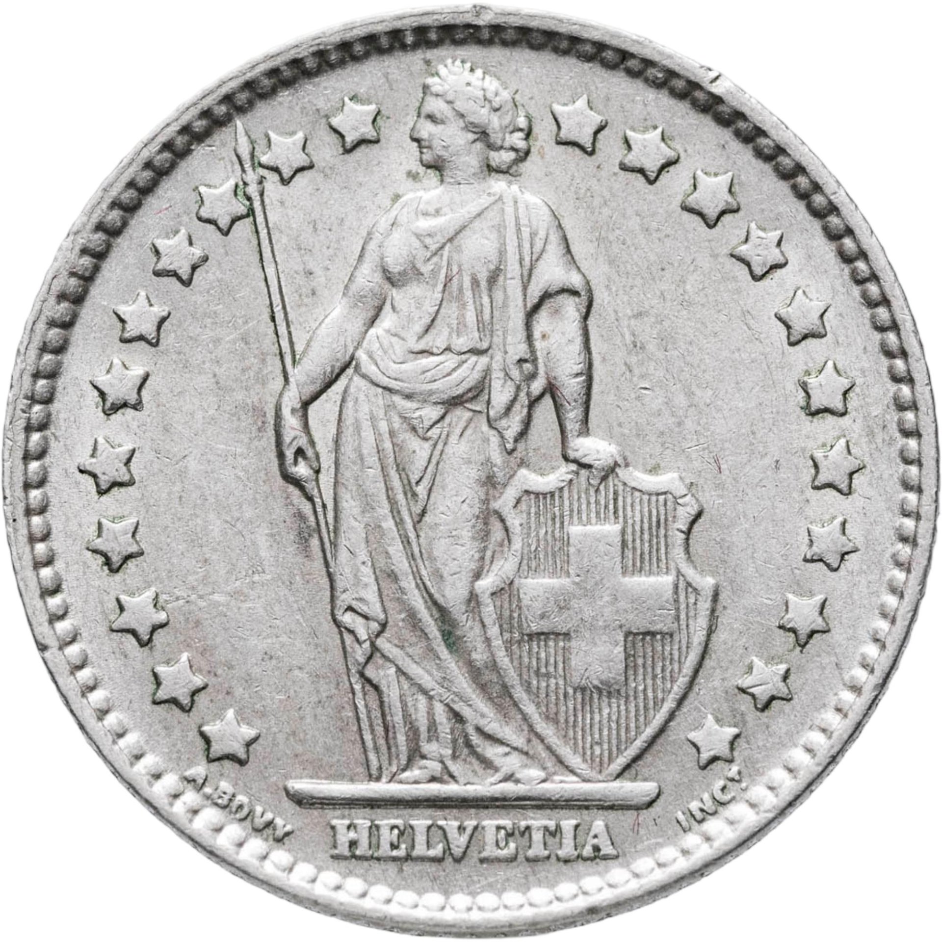 Швейцария 1 франк franc 1964, Серебро 835, в сохранности XF-AU