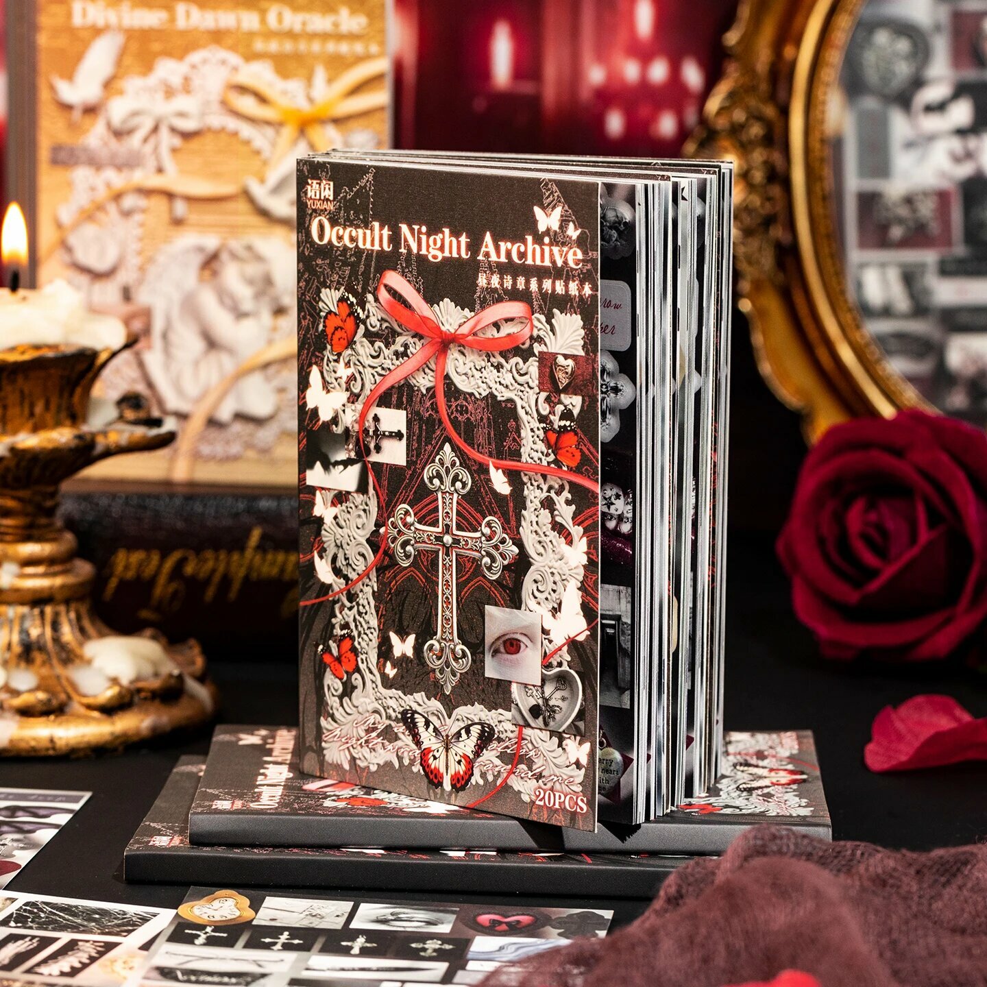 Набор стикеров Dark Gothic Style, 40 листов, красный