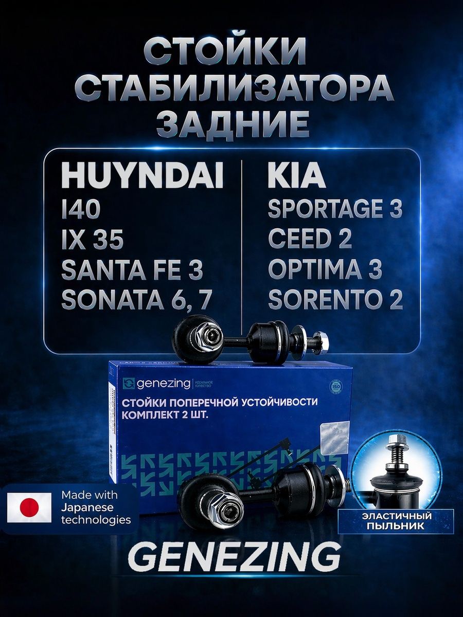 Стойки стабилизатора задние Киа Спортейдж 3, Kia Sportage 3, Киа Сорента 2, Kia Sorento 2, Хендай ix35, Hyundai ix35, Хендай i40, Hyundai i40. ОЕМ 555302W000.