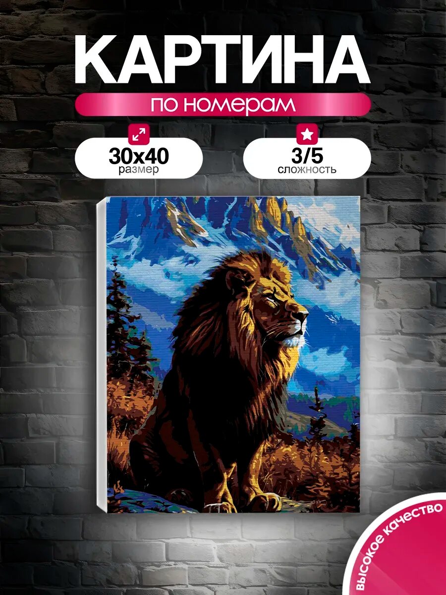 Картина по номерам 30x40 Горный лев